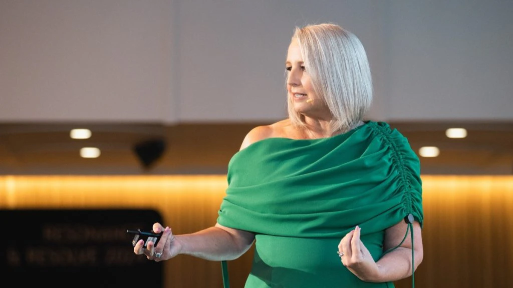 Jacqueline Booker from the Business of Speaking guest speaking at a conference