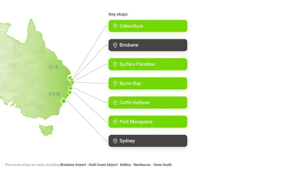 The Sydney to Brisbane route that FlixBus will operate on