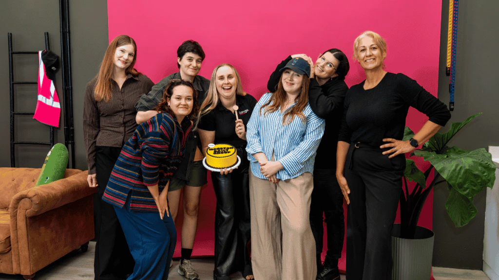 The Lange Creative Lab team with Moreton Daily Group's Lydnsay Lawler
