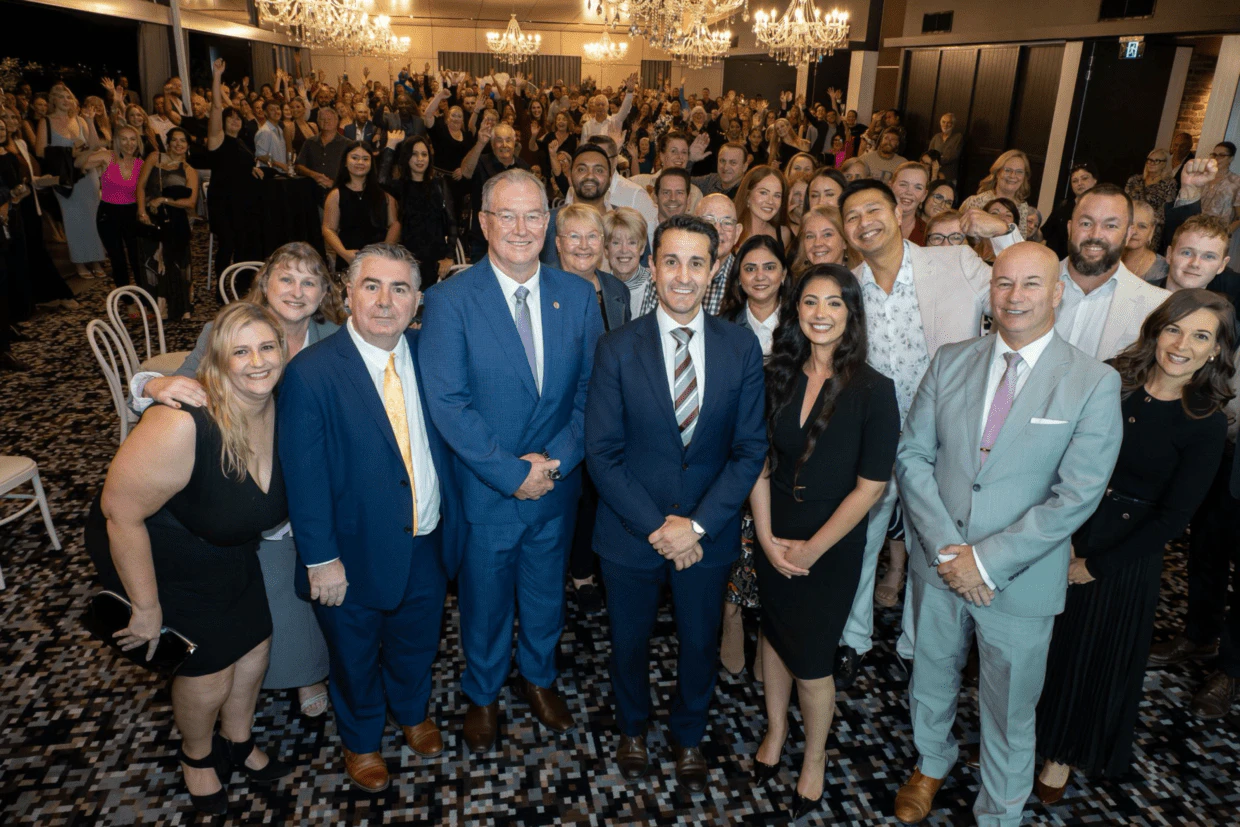Premier David Crisafulli and Mayor Peter Flannery at the Pumicestone Excellence in Business Awards 2026