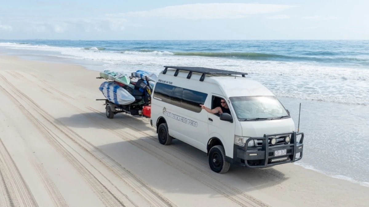 4wd touring on a beach in Bribie Island Moreton Bay